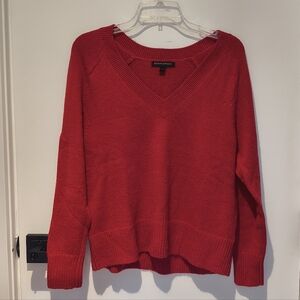 Banana Republic Factory Vivid Red V-Neck Sweater